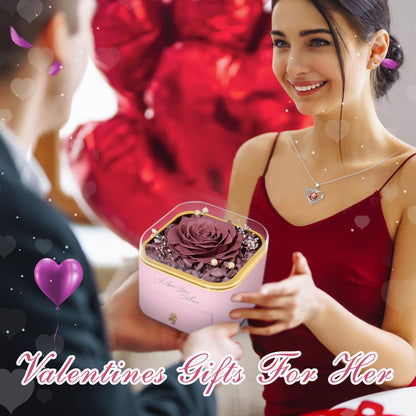 Beferr Valentines Day Gifts for Her Preserved Real Rose with Necklace Eternal Roses Forever Flowers for Delivery Prime Mothers Anniversary Birthday Gifts for Women Mom Grandma Wife Daughter Girlfriend