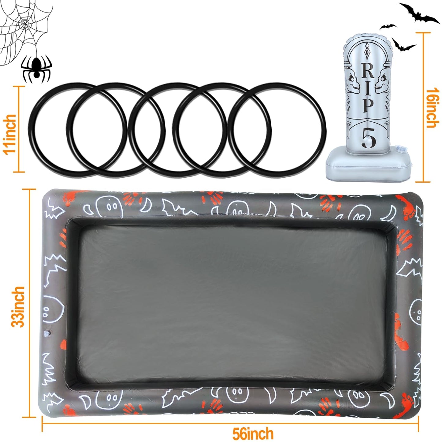 Giant Tombstone Ring Toss Games Halloween Party Game Favors for Kids Inflatable Gravestone Ring Toss Game Halloween Party Decor Outdoor Carnival Game Classroom Indoor Outdoor School Yard