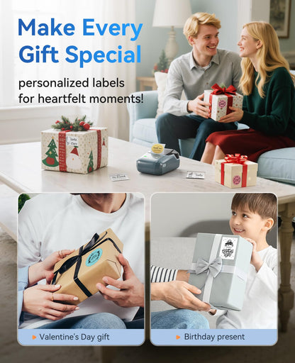 NIIMBOT B1 Label Maker Machine, 2 Inch Bluetooth Thermal Label Printer, Easy to Use Sticker Printer Compatible with iOS and Android, with 1 Roll Waterproof Labels for Retail, Office, Home (Blue)