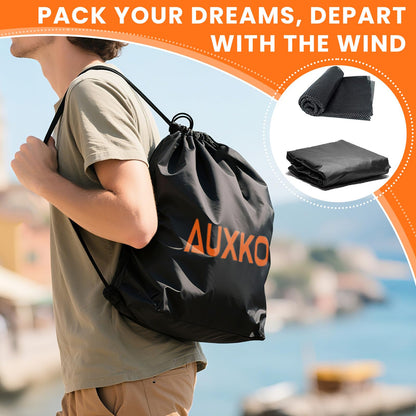 AUXKO 22 Cubic Ft Waterproof Rooftop Cargo Carrier Bag for All Vehicles with/Without Roof Rack, Soft Shell Car Roof Bag with Reflective Strip Includes Anti-Slip Mat, 6 Door Hooks & Combination Lock