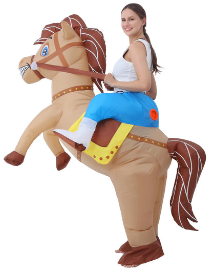 JOYBRO Inflatable Costume Adult, Horse Costume, Funny Cowboy Ride on Horse Suit, Blow up Costumes for Halloween, Masquerade, Carnival, Fasching, Theme Parties, Cosplay, One Size 150–190cm