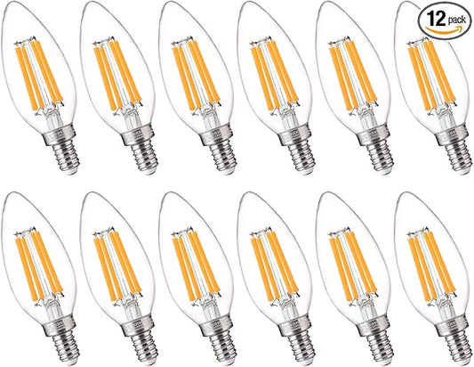 FLSNT 100W Equivalent LED Candelabra Bulbs, 800LM Dimmable B11 E12 LED Chandelier Light Bulbs, 5.5W, 2700K Soft White, 12 Pack