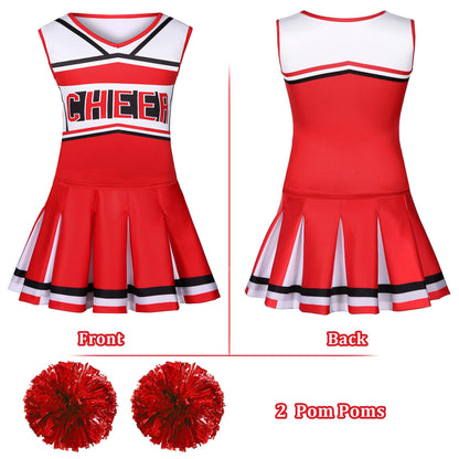Gortykor Cheerleader Costume for Girls Cheerleading Outfit for Halloween Cheerleader Gifts 3-10 Years (Red, 7-8 Years)