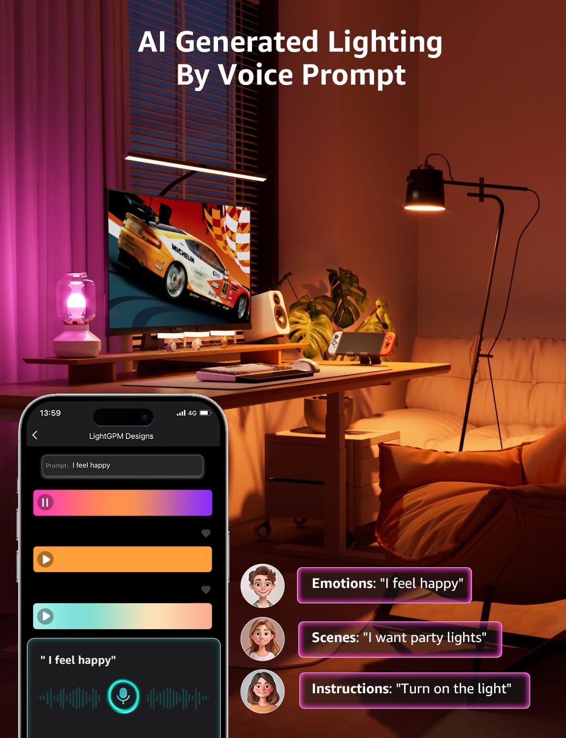 Lepro BP1 AI Smart Bulb E14 RGBWW, Music Sync, Works with Alexa, Google Assistant, 470LM Dimmable, 4.9W = 40W, Small Edison Screw SES, APP & Voice Control, AI Lighting Design Assistant, 2 Packs