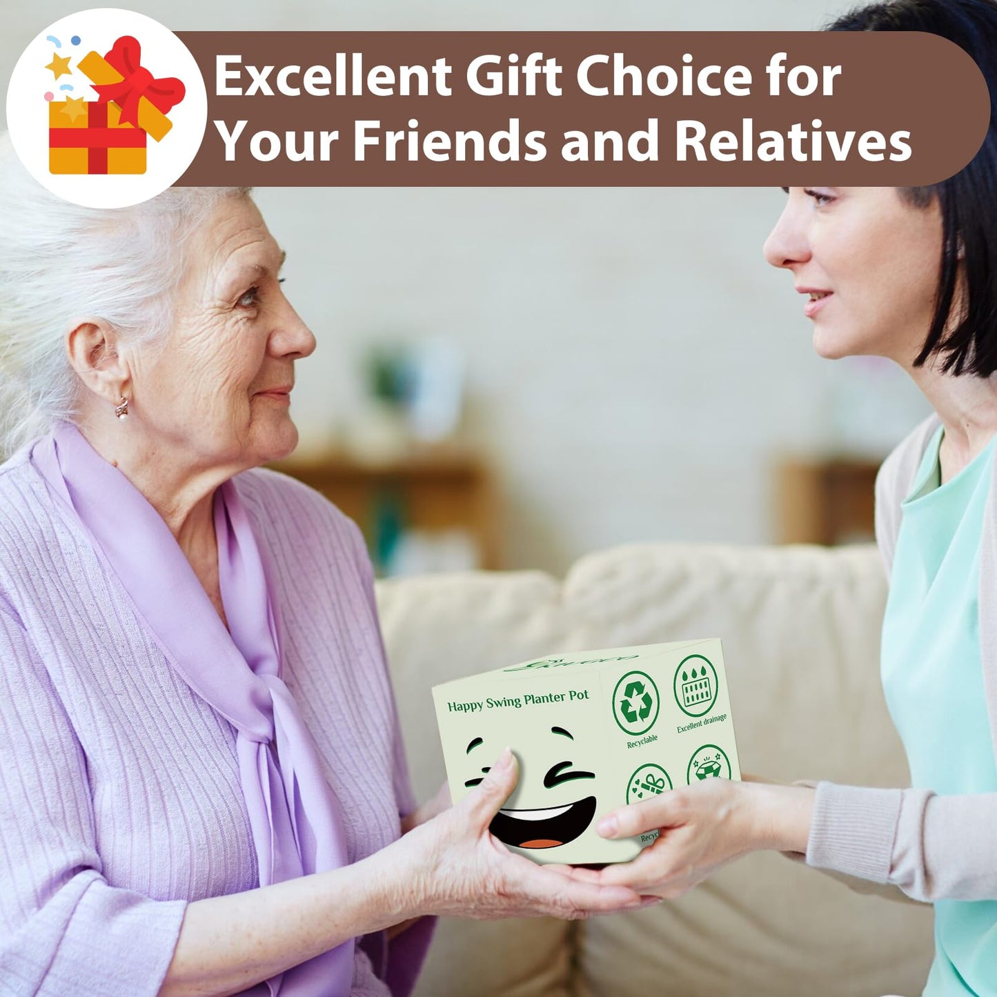 CEOJPA Small Swing Smiley Face Hanging Planter Pot for Indoor Outdoor Plants, Cute Swinging Plant Pot, Hanging Flower Pots, Face Planter Pot Head, Resin Succulent Planter, Birthday Gifts