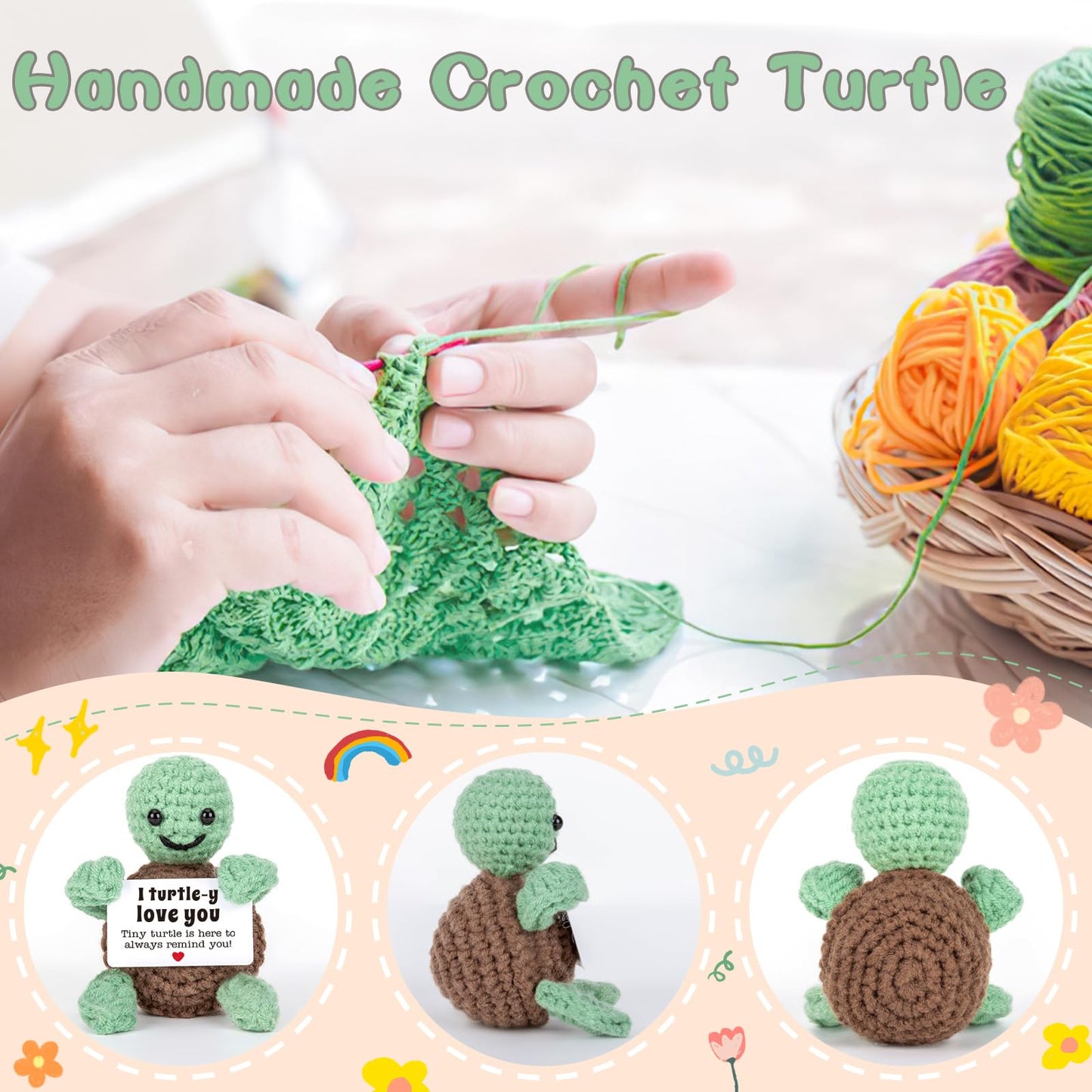 Mini Funny Turtle Valentines Day Gifts for Him Her, Wife Husband Girlfriend Boyfriend I Love You Gift, Couples Anniversary Birthday Gifts Ideas for Men Women, Crochet Turtle Valentines Decorations