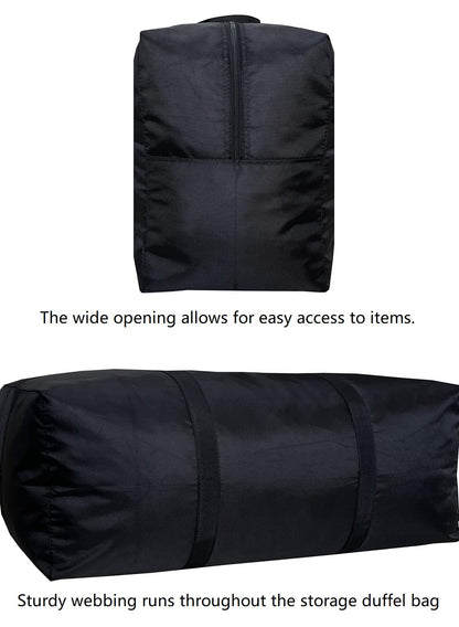 DoYiKe Extra Large Storage Duffle Bag with Zippers and Handles, Black Big Foldable Duffle Bag for Travel-130L