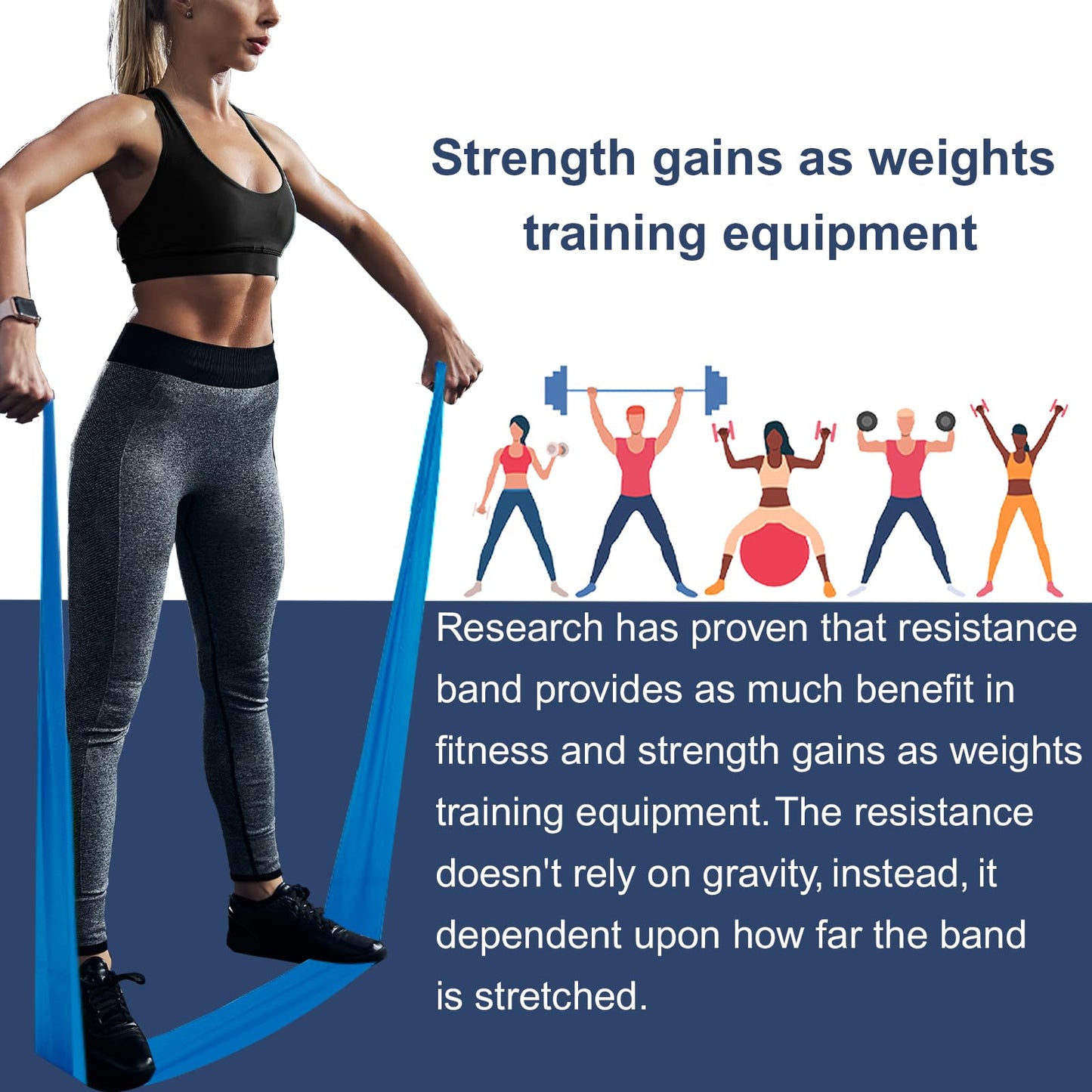 A AZURELIFE Resistance Bands,Professional Long Non-Latex Elastic Stretch Bands,Exercise Bands for Physical Therapy, Yoga, Pilates, Rehab, at-Home or The Gym Workouts, Strength Training