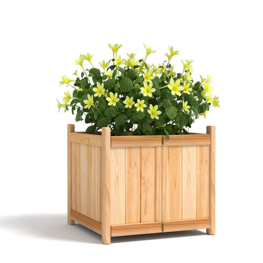 Giantex Raised Garden Bed, Folding Wood Planter for Vegetable Flower, Outdoor Elevated Planting Boxes, Folding Plant Container Patio Lawn Garden Backyard, Easy Assembly, 15" Lx15 Wx14 H