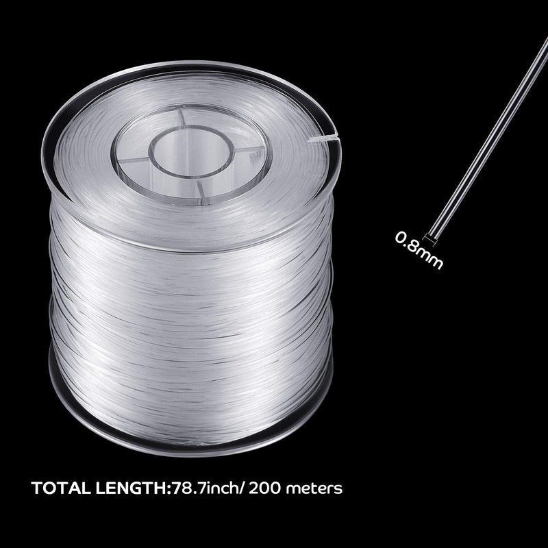 Strong Clear Nylon Fish Wire for Hanging Christmas Decor and 50 Loop Sleeve (218 Yd.)