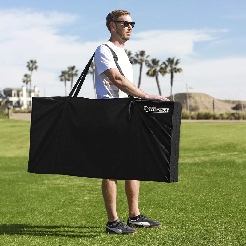 GoSports 4 ft x 2 ft Wooden Cornhole Boards Set - Light Brown Finish | Includes Carrying Case