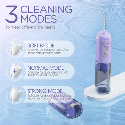 VOYOR-HEALTH Portable Water Flosser Cordless, Mini Travel Oral Irrigator with Telescopic Water Tank, IPX7 Waterproof Water Dental Flosser for Teeth Cleaning Braces & Dental Care WF510 (Light Green)