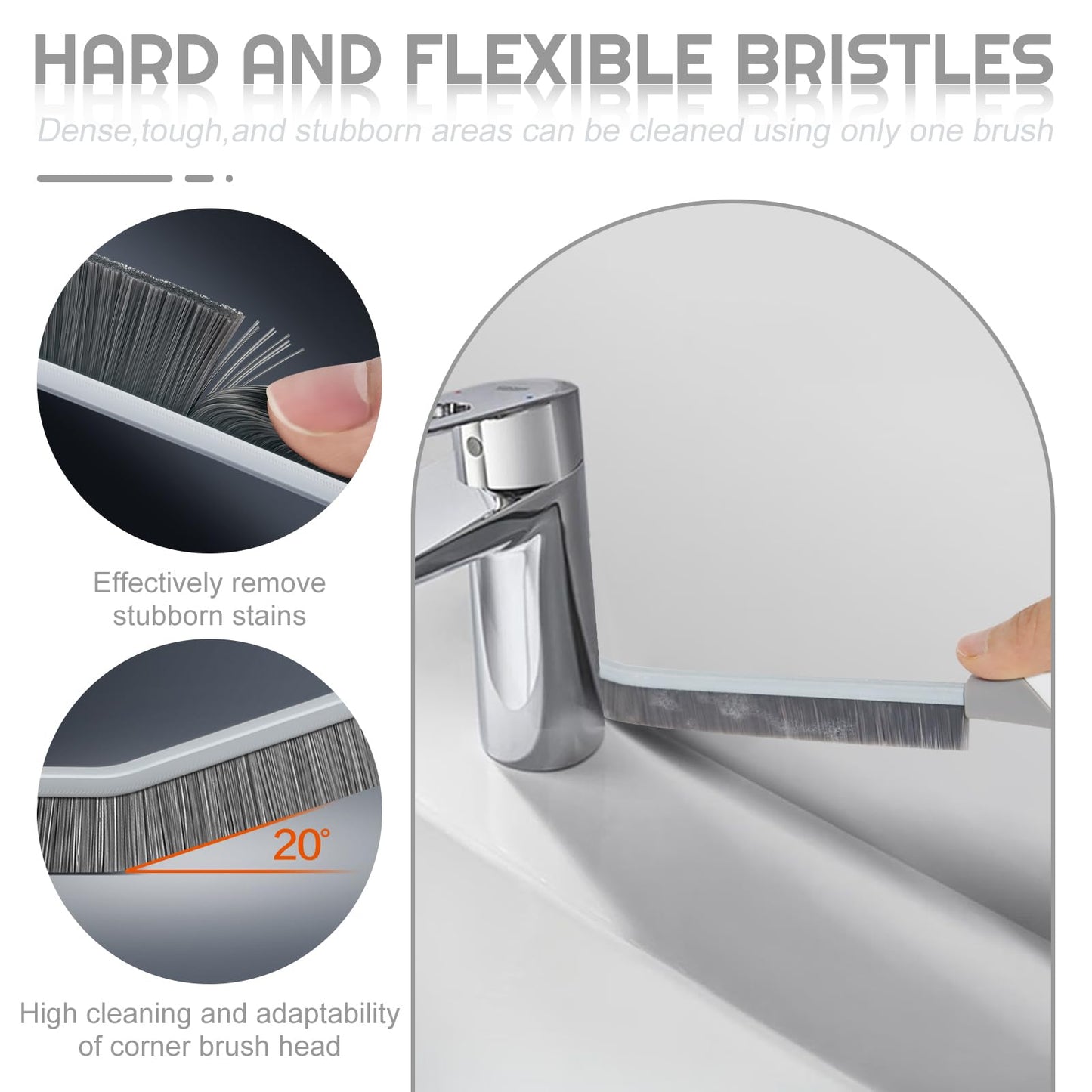 YIGAARUI Crevice Cleaning Brush Bathroom Tile Groove Gap Cleaning Brush Premium Crevice Cleaning Tool Aluminum Support with 15° Angled Head-Grout Thin Brush,Kitchen & Bathroom Tool (5PCS)
