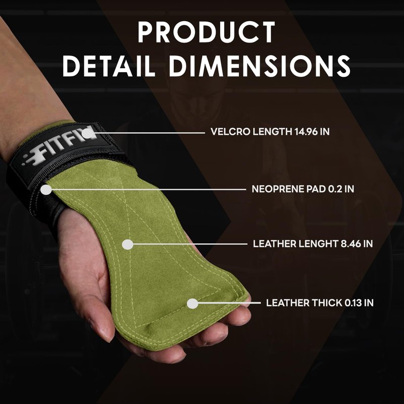 FITFIV Weight Lifting Wrist Strap, Double Leather Weightlifting Wrist Straps for Gym Strength Training, Neoprene Padded Wrist Wraps - for Men & Women (Pair)