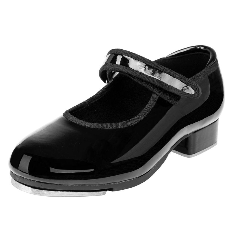 Stelle Tap Shoes for Girls Boys PU Leather Non-Slip Dance Shoes for Toddler/Little Kid/Big Kid(Black,9MT)