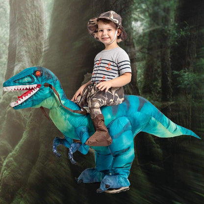 GOOSH Inflatable Dinosaur Costume for Kids Riding T Rex Funny Blow Up Boys Girls Costume for Halloween Fancy Dress Party Cosplay