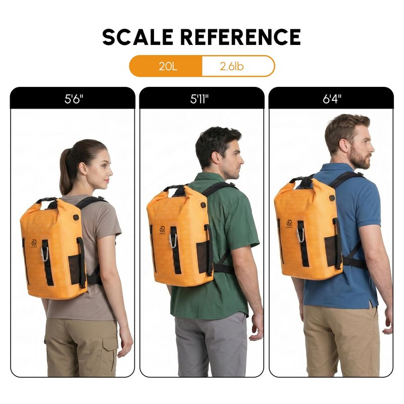 RIVONOVA Premium Roll Top Closure Cooler Backpack 20L Orange