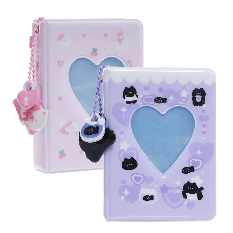 2 Pieces Photocard Binder Album, Mini Photo Album Kpop, 3 Inch Kpop Love Heart Hollow Photocard Binder, Mini Photo Card Book Holder for Collecting With Pendant DIY Keychian 40 Pockets