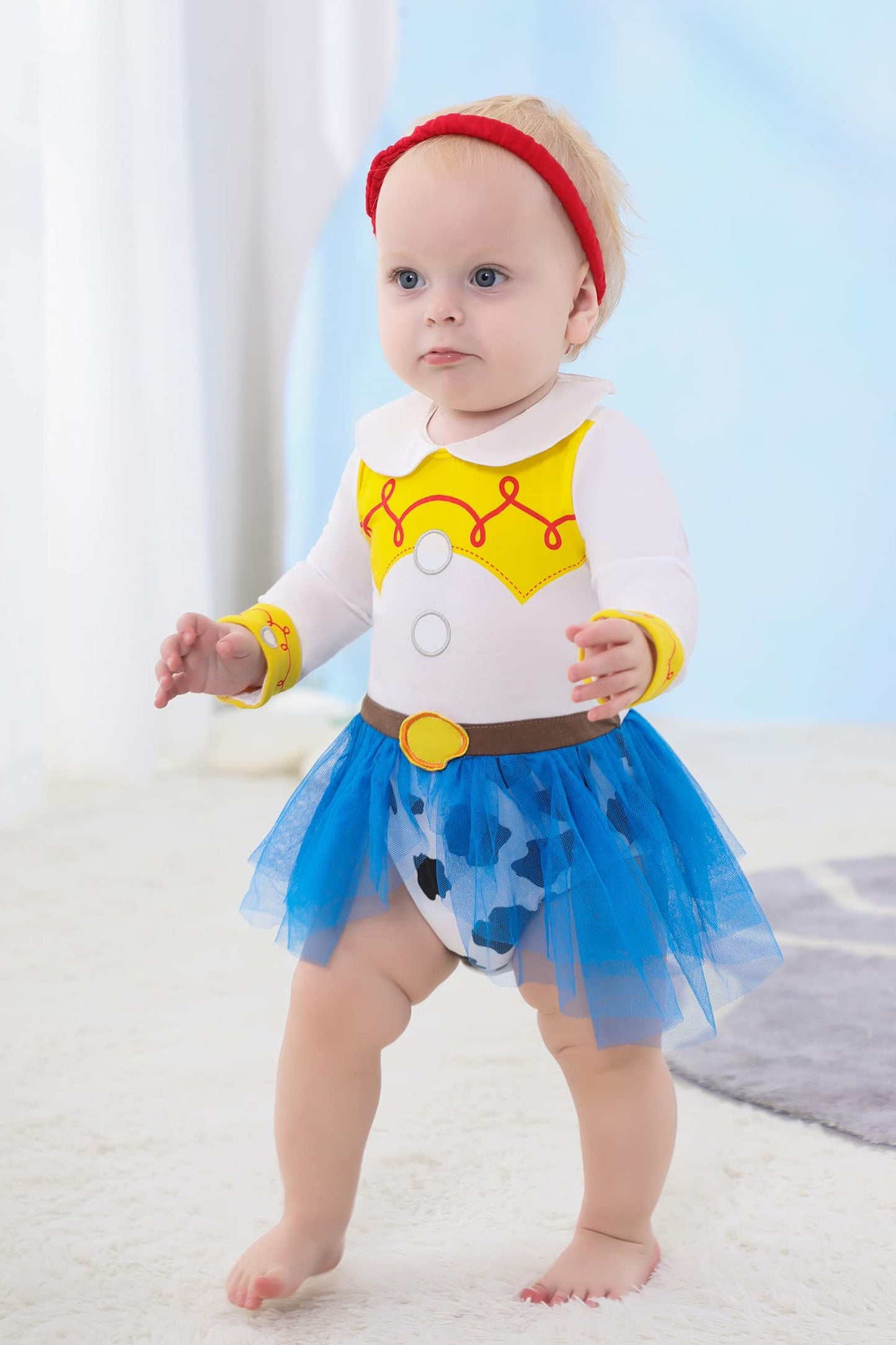 Dressy Daisy Baby Girls Cowgirls Princess Onesie Costume Romper Bodysuit Halloween Birthday Dress Up with Headband Size 0-3 Months