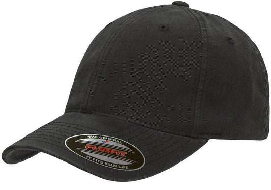 Flexfit Men's Low-Profile Unstructured Fitted Dad-Style Baseball Cap, Black, Large-X-Large