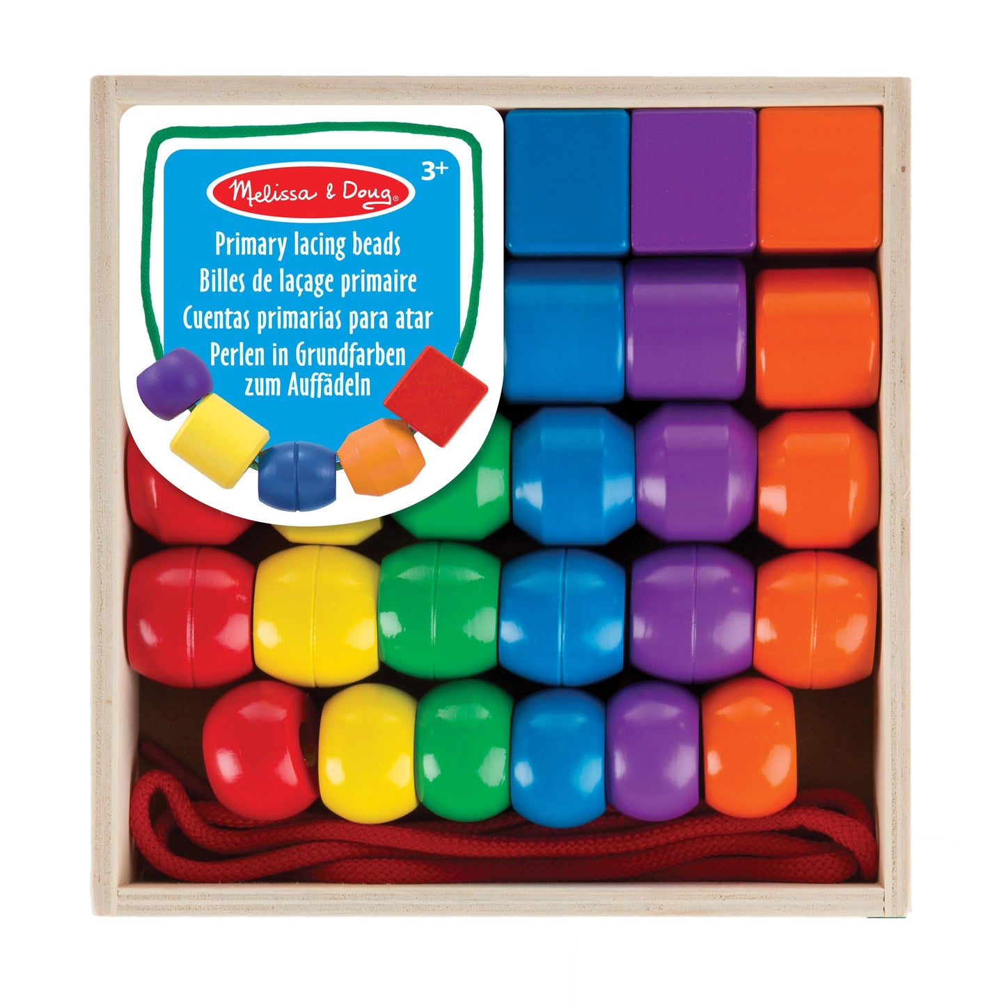 Melissa & Doug Wooden Lacing Beads | Developmental Toy | Wooden Toy | Problem Solving | 3+ | Gift for Boy or Girl