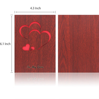 Creawoo Handmade Walnut Wood Love Greeting Card with Unique Gift Card Box The Best Valentine's Day, Anniversary Birthday Gift Idea Card for Her, Him, Wife, Husband