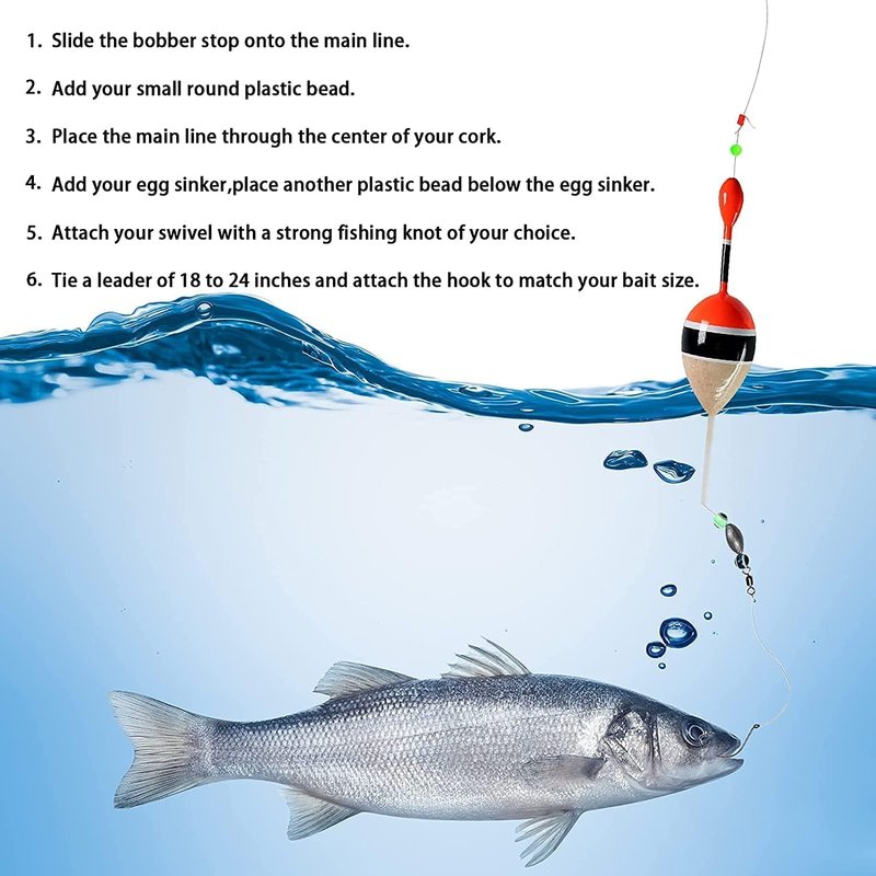 Fishing Bobber Stops - Durable Float Stops with Glow Beads | Easy String Knots