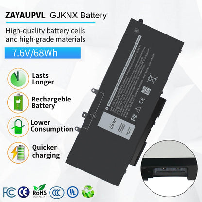 GJKNX 7.6V 68WH Battery Replacement for Dell Latitude 5480 5580 5490 5491 5580 5590 5591 5280 5288 5488 5491 5495 E5480 E5580 E5490 E5590 Precision 3520 3530 Series GD1JP 0GD1JP DY9NT 5YHR4 451-BBZG