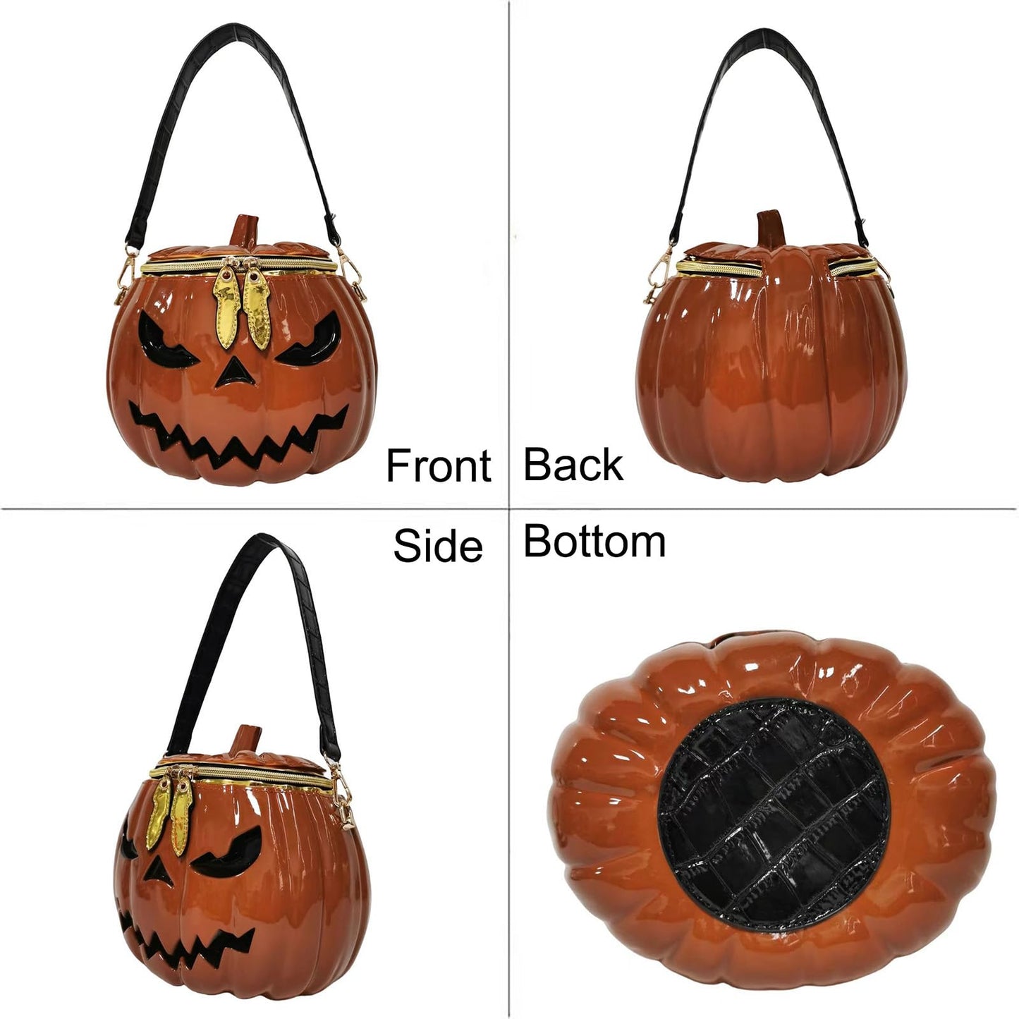 Lyuxhetaokdiq Women Unique Novelty Crossbody Shoulder Bag Handbag Men Weird Horror PVC Halloween Pumpkin Purse, Orange