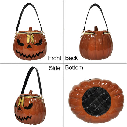 Lyuxhetaokdiq Women Unique Novelty Crossbody Shoulder Bag Handbag Men Weird Horror PVC Halloween Pumpkin Purse, Orange