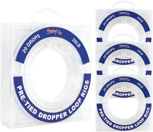 MASTERPRO Pre-Tied Dropper Loop Rigs - Fishing Line Spool 10LB to 100LB | Ideal for Saltwater & Freshwater Fishing