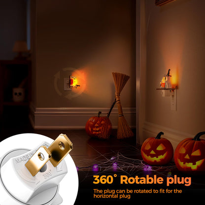 Briignite Halloween Night Light, Ghost Campfire Flickering Night Lights Plug into Wall, Cute Night Light for Kids, Plug in Ghost Nightlight with 360° Rotatable for Halloween Decorations Party