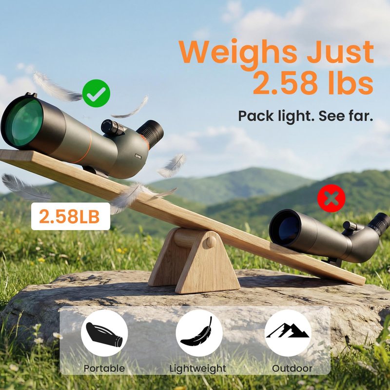 Three Triping Spotting Scope 25-75×85 - Dual Focusing Spotter Scope, with Tripod & Phone Adapter, Ideal for Bird Watching & Wildlife Observing