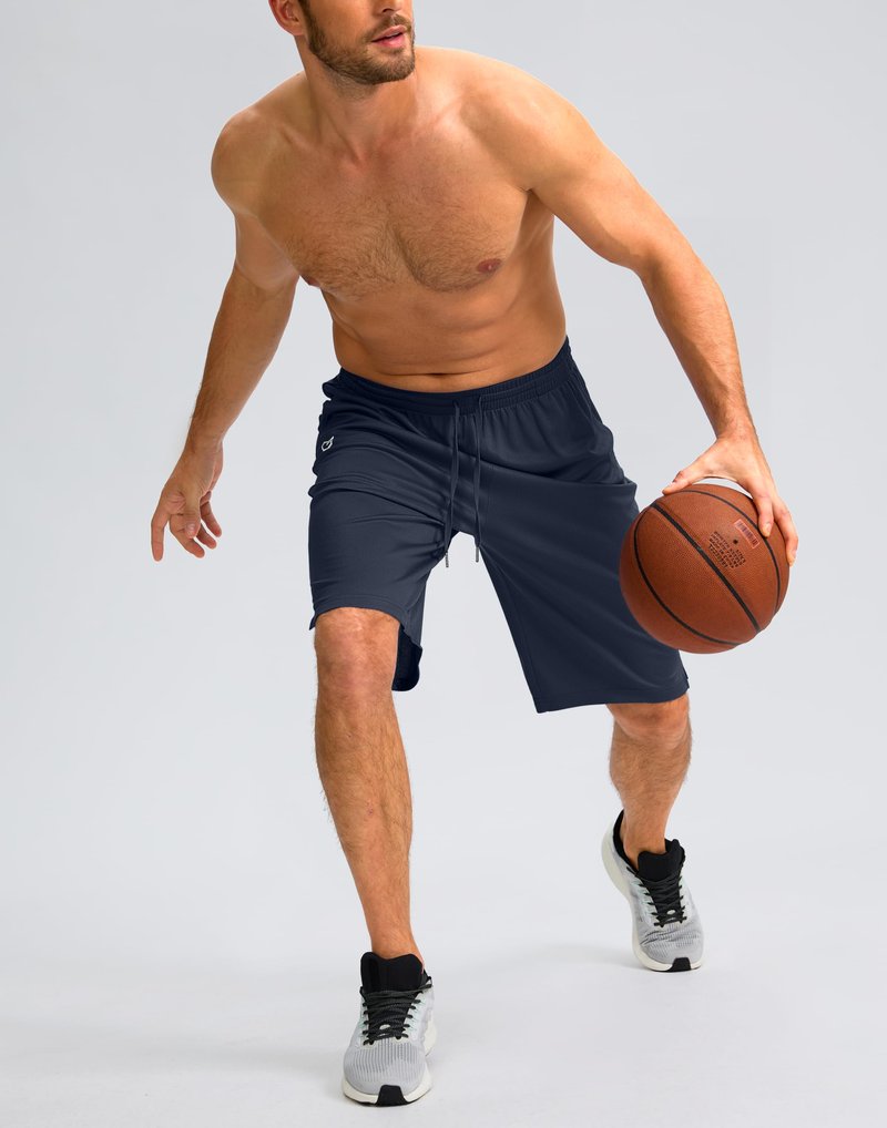 G Gradual Men's Athletic Shorts with Pockets 9" / 11" Long Basketball Shorts Lightweight Quick Dry Gym Workout Shorts for Men(Navy,XXXL)