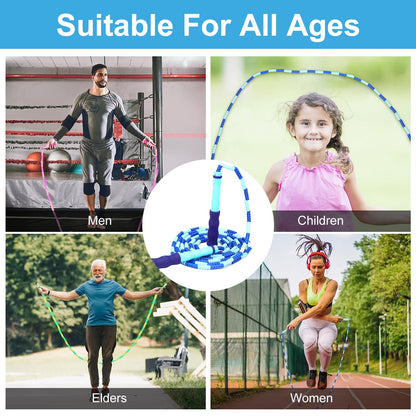 GRAWUN Jump Rope For Kids, Soft Beaded Jump Rope, Adjustable Length Tangle-Free Segmented Soft Beaded Skipping Rope, for Women, Men and Kids Keeping Fit, Workout and Weight Loss