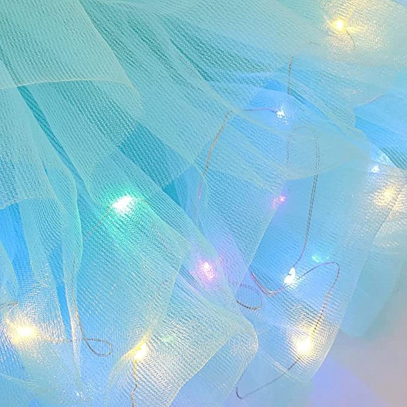 Women's LED Tutu Skirts Layered Ballet Dance Tulle Skirt Light Up Skirts for Party Costume (Blue)