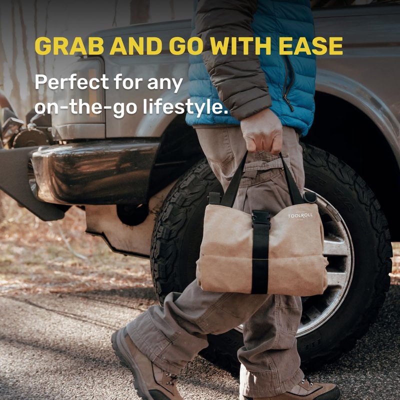 Official Legacy Tool Roll Bag - Easy to Carry 5-Pocket Roll Up Tool Bag - Durable Canvas, Rust-Proof YKK Zippers, Secure Buckle - A Loving Gift for Dads, Mechanics, Electricians & Hobbyists| ArmyGreen