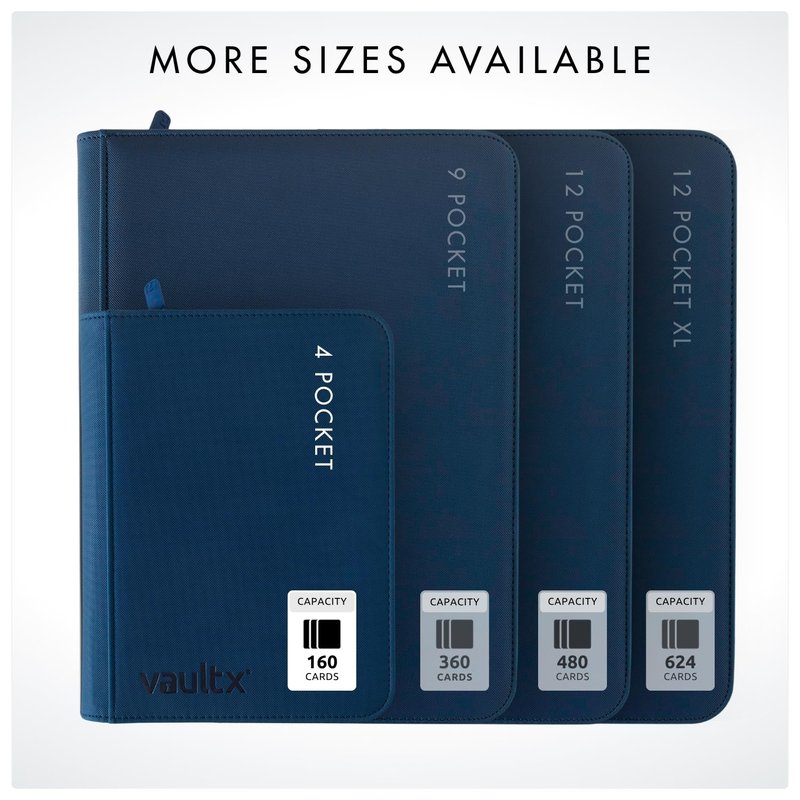 Vault X 4 Pocket Zip Binder, 160 Cards, Exo-Tec Material, 20 Side-Loading Pages (Blue)