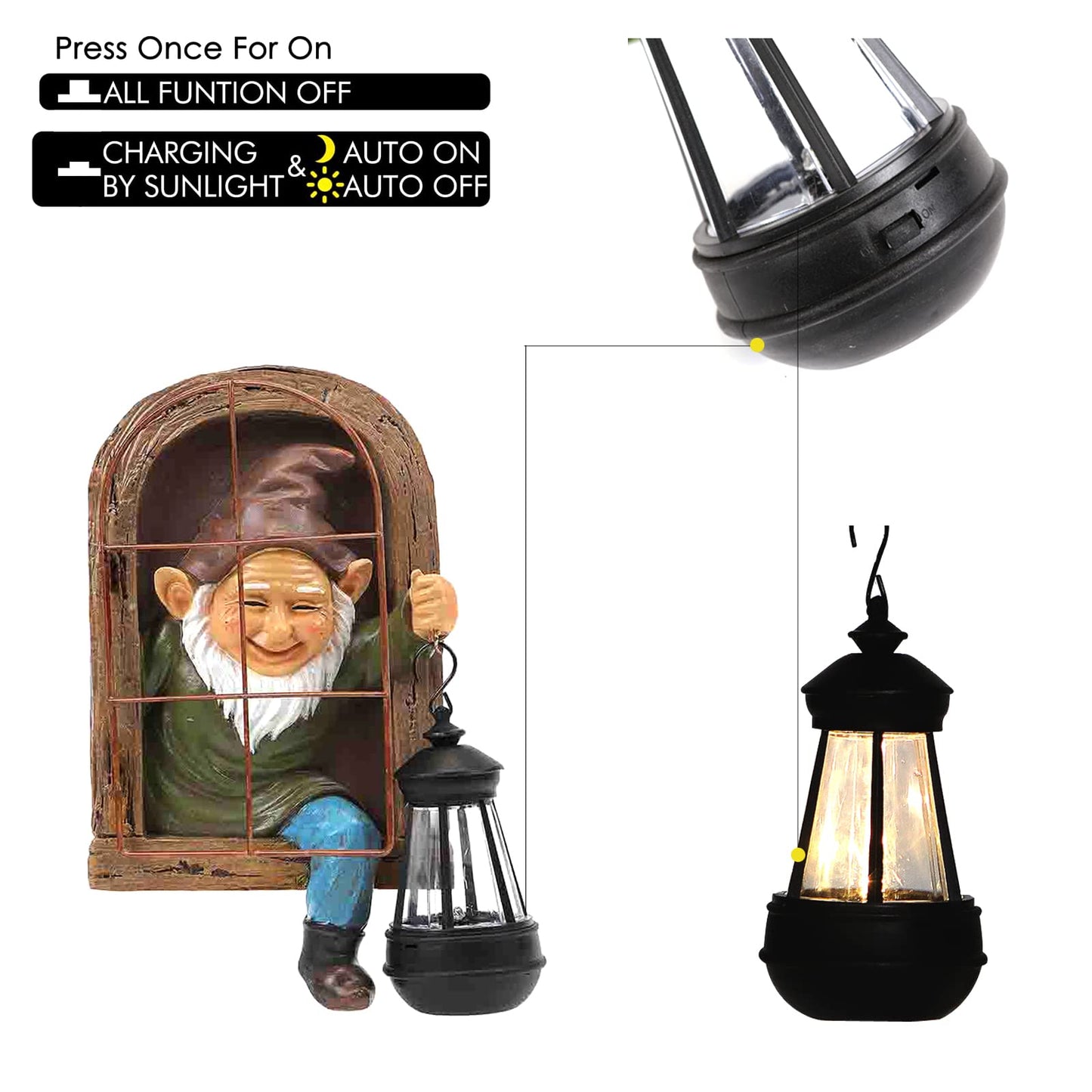 REYISO Whimsical Fairy Garden Gnomes with Solar Lights-10 Elf Out The Door Tree Hugger Garden Statues-Outdoor&Yard Decor-Tree Face Sculpture,Ideal Halloween Gifts - Yard Art for Patio,Fence,Wall