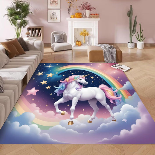 kxry Area Rugs 5X7 Feet, Unicorn Galaxy Soft Machine Washable Area Rugs Unicorn Galaxy Star Cloud Non Slip Foldable Floor Carpet for Living Room Bedroom Dining Room Dorms Nursery Rooms Office