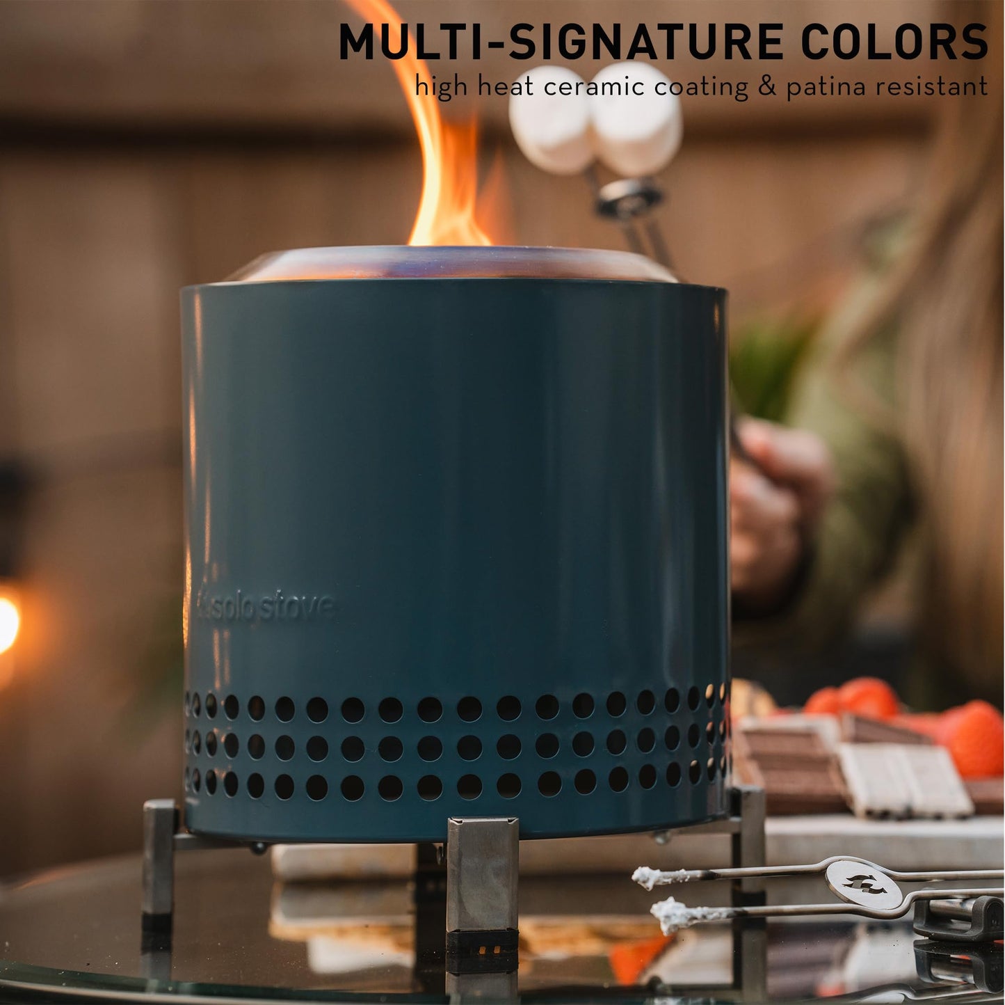 Solo Stove Mesa XL Tabletop Fire Pit with Stand | Low Smoke Outdoor Table Top Fire Pit | Fueled by Pellets or Wood, Stainless Steel, With Travel Bag, H: 21.8 x D: 17.8cm, 1 kg, Water