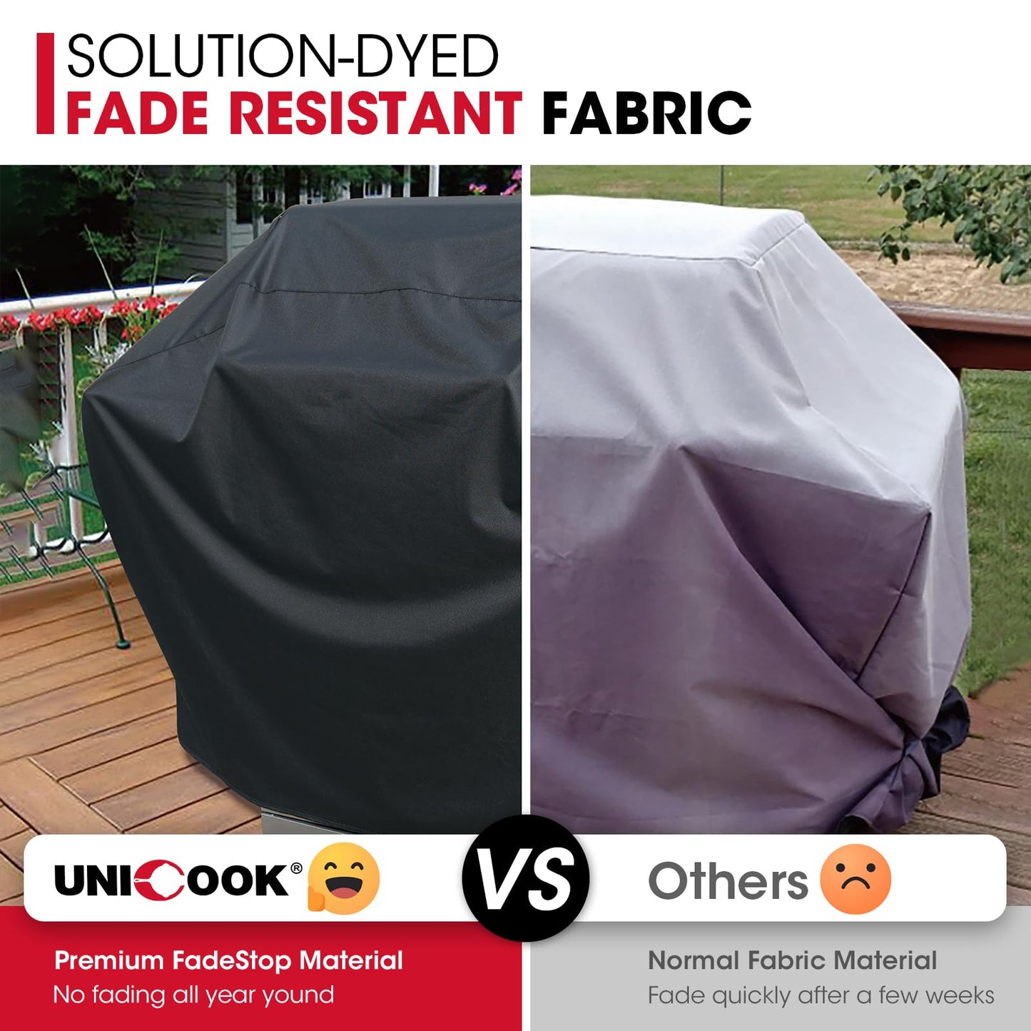 Unicook Barbecue Cover, Waterproof Heavy Duty Outdoor Gas Grill BBQ Cover, Fade and UV Resistant Oxford Fabric, Fits Weber, Char Broil, Brinkmann Barbecues etc (50 inch/127cm, Black)