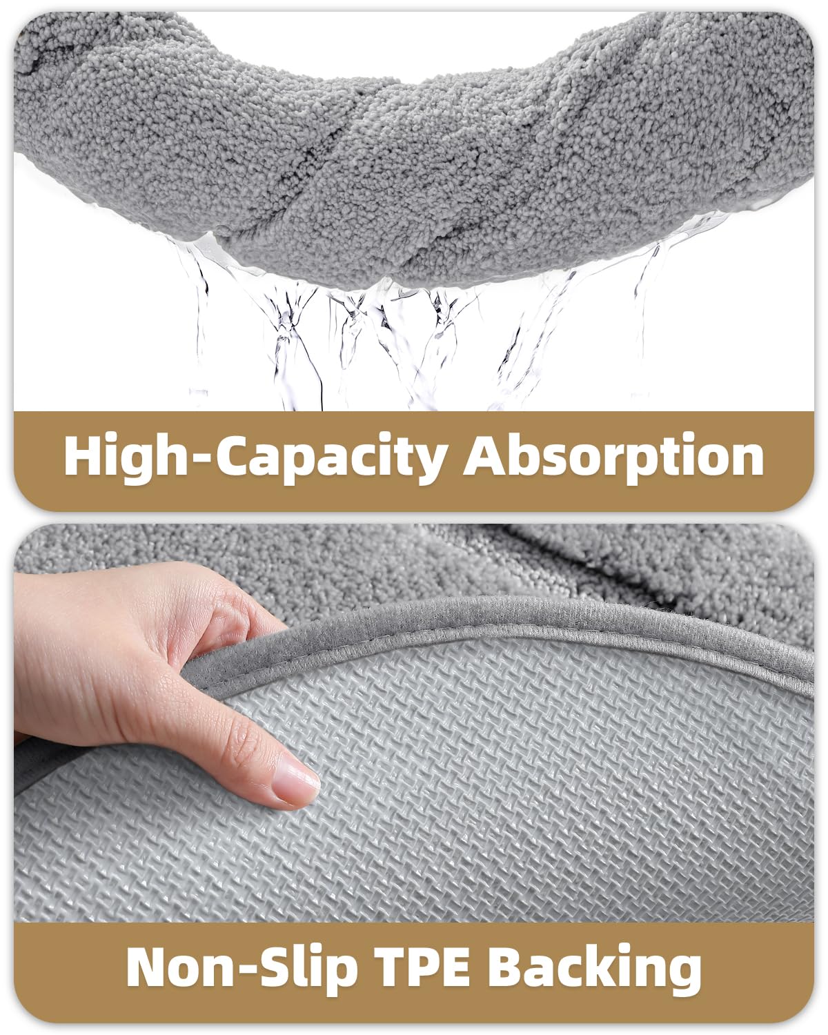 Color&Geometry Oval Grey Bathroom Rugs 43x24, Extra Soft Absorbent Microfiber Bath Rugs, Non-Slip Bathroom mat, Washable Plush Bath Mats for Bathroom, Shower, Bathtub, Laundry, Light Grey