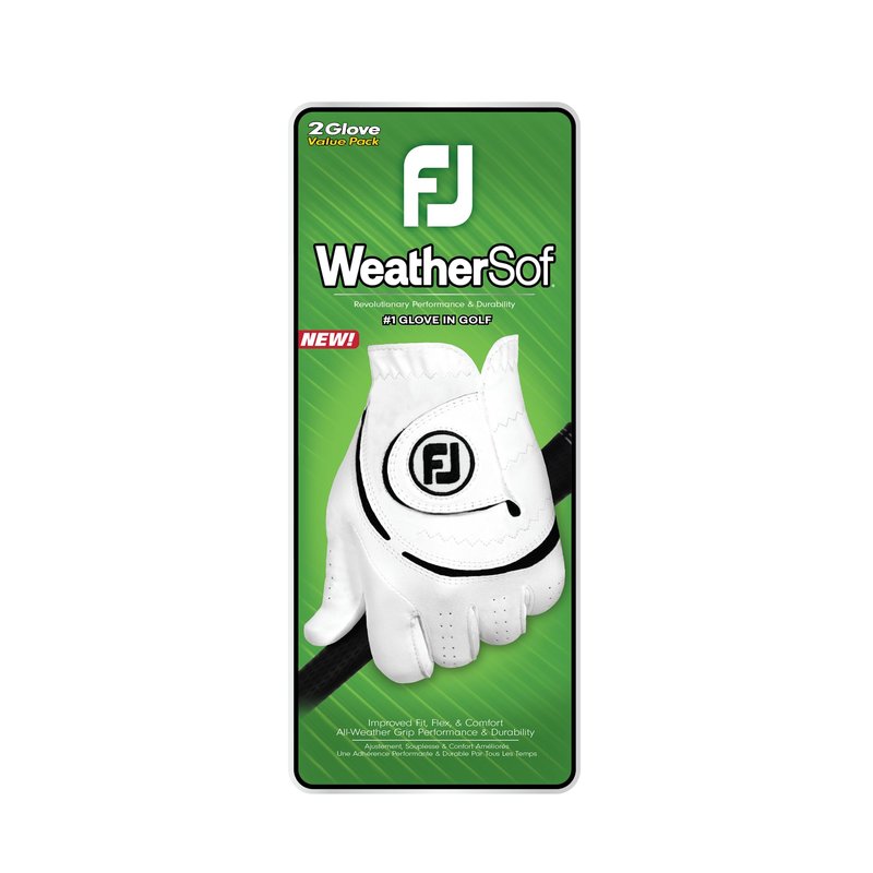 FootJoy Men's WeatherSof 2-Pack Golf Glove, White, XX-Large, Worn on Left Hand