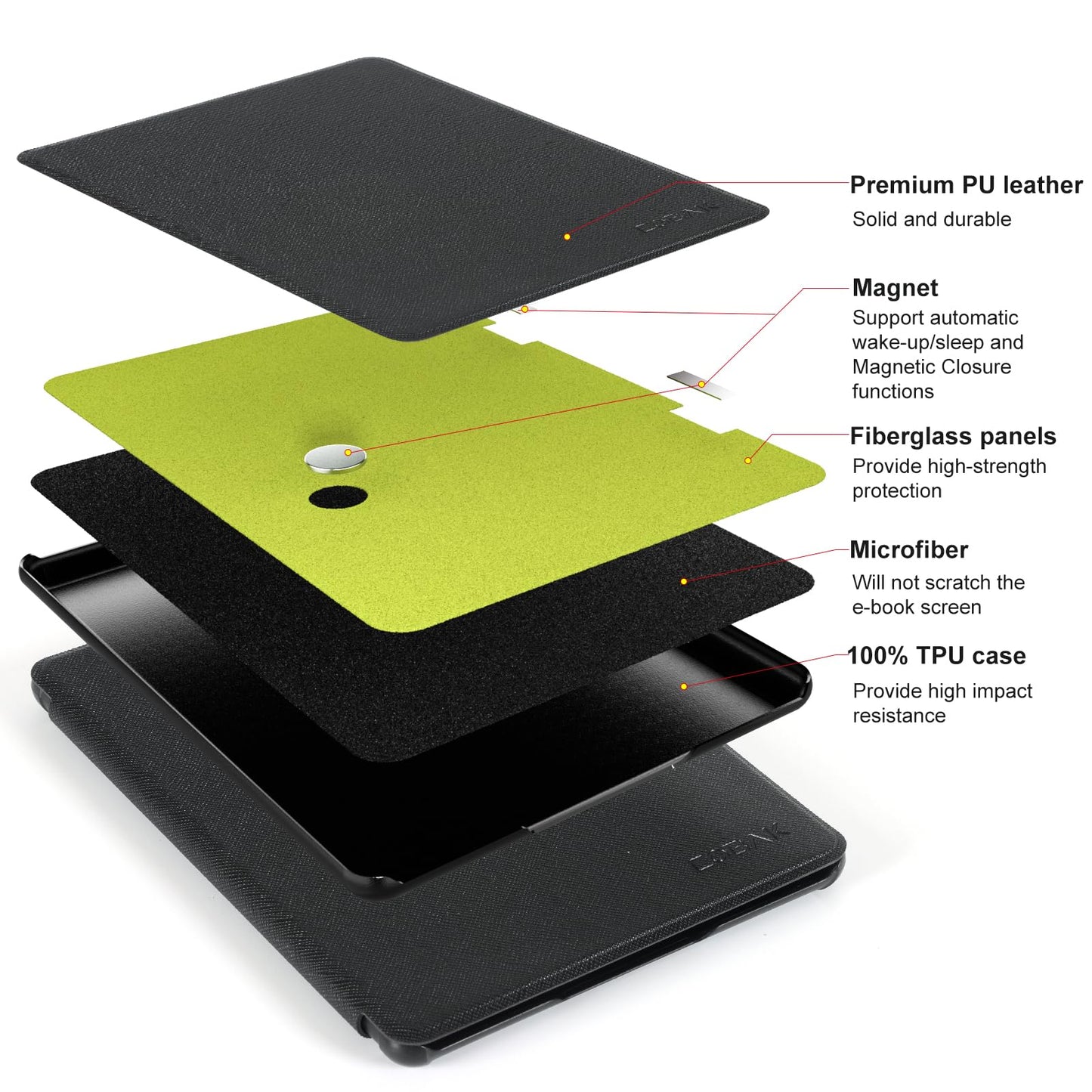 CoBak Case for All-New 7" Kindle Paperwhite(12th generation–2024)/Colorsoft Signature Edition(1st gen–2024)/Signature Edition(12th gen–2024) - PU Leather Cover with Auto Sleep/Wake, Black