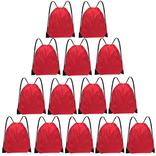 Grneric Drawstring Bags Bulk 14 Pcs Drawstring Backpack Bulk Cinch Bag Sackpack for Men Women Gym (Red)