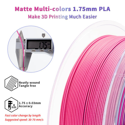 ZIRO Matte Gradient PLA Filament 1.75mm, Matte Multicolor 3D Printer Filament, Fit Most FDM 3D Printers, Dimensional Accuracy +/-0.03mm, 1KG Spool, Dreamy Dusk