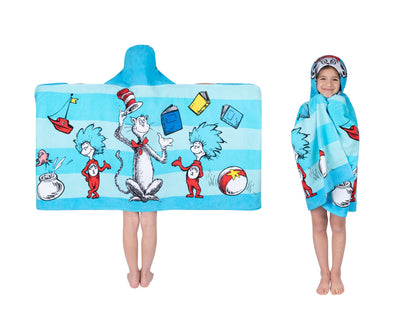 Dr. Seuss Cat In The Hat Bath/Pool/Beach Soft Cotton Terry Hooded Towel Wrap, 24 in x 50 in, By Franco Kids