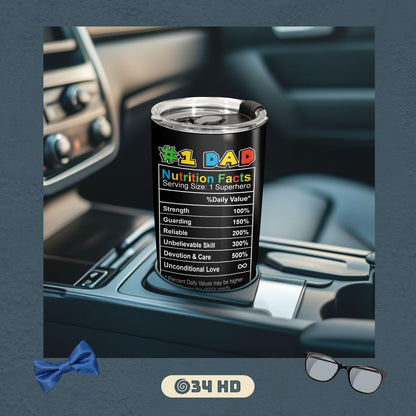 34HD Father Gifts, Daddio Tumbler with Lid 20 oz Stainless Steel, Dad Coffee Mug, Gamer Dad Present, Daddy Birthday Gifts from Daughter, Son, Wife Christmas Gift