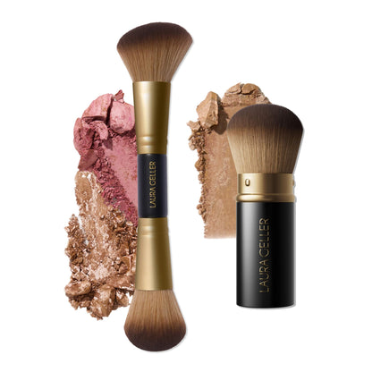 LAURA GELLER NEW YORK Retractable Black Kabuki Brush for Liquid, Cream and Powder Face Makeup With Aluminum Handle